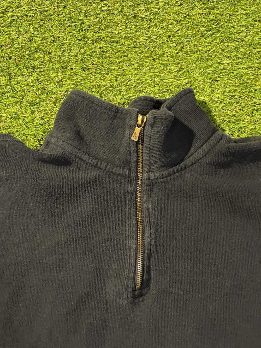 Bungalow Brand Men's Black Quarter Zip Cotton Pullover Sweatshirt